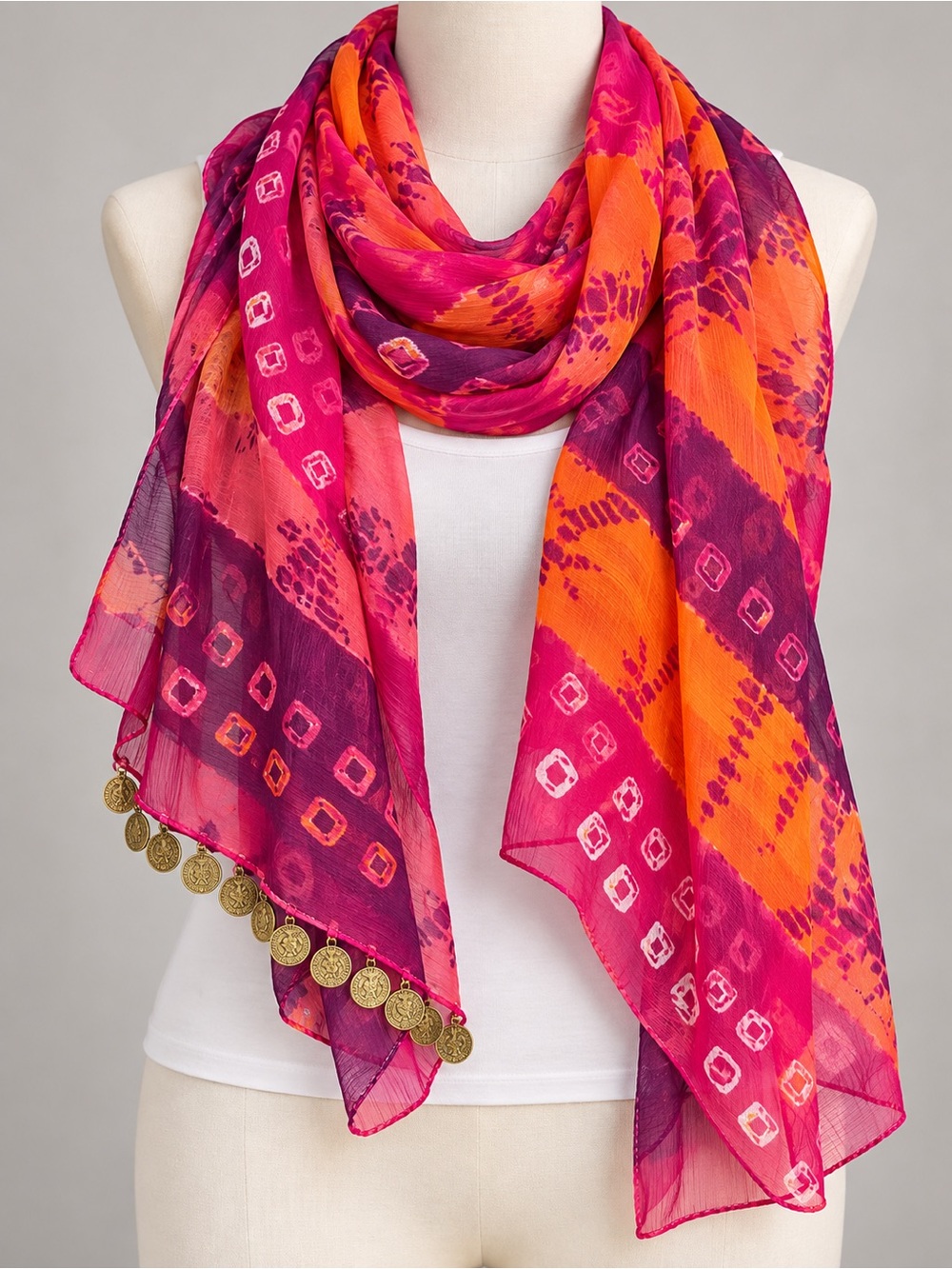 3-in-1 Pink Orange Purple Pareo Sarong Cover-Up Scarf NWT